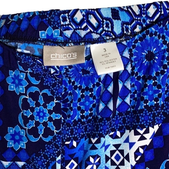 Chico's Polyester/Spandex Wide leg Blue Print Pajama Pants in Size 3 (XL/16) - Picture 6 of 8